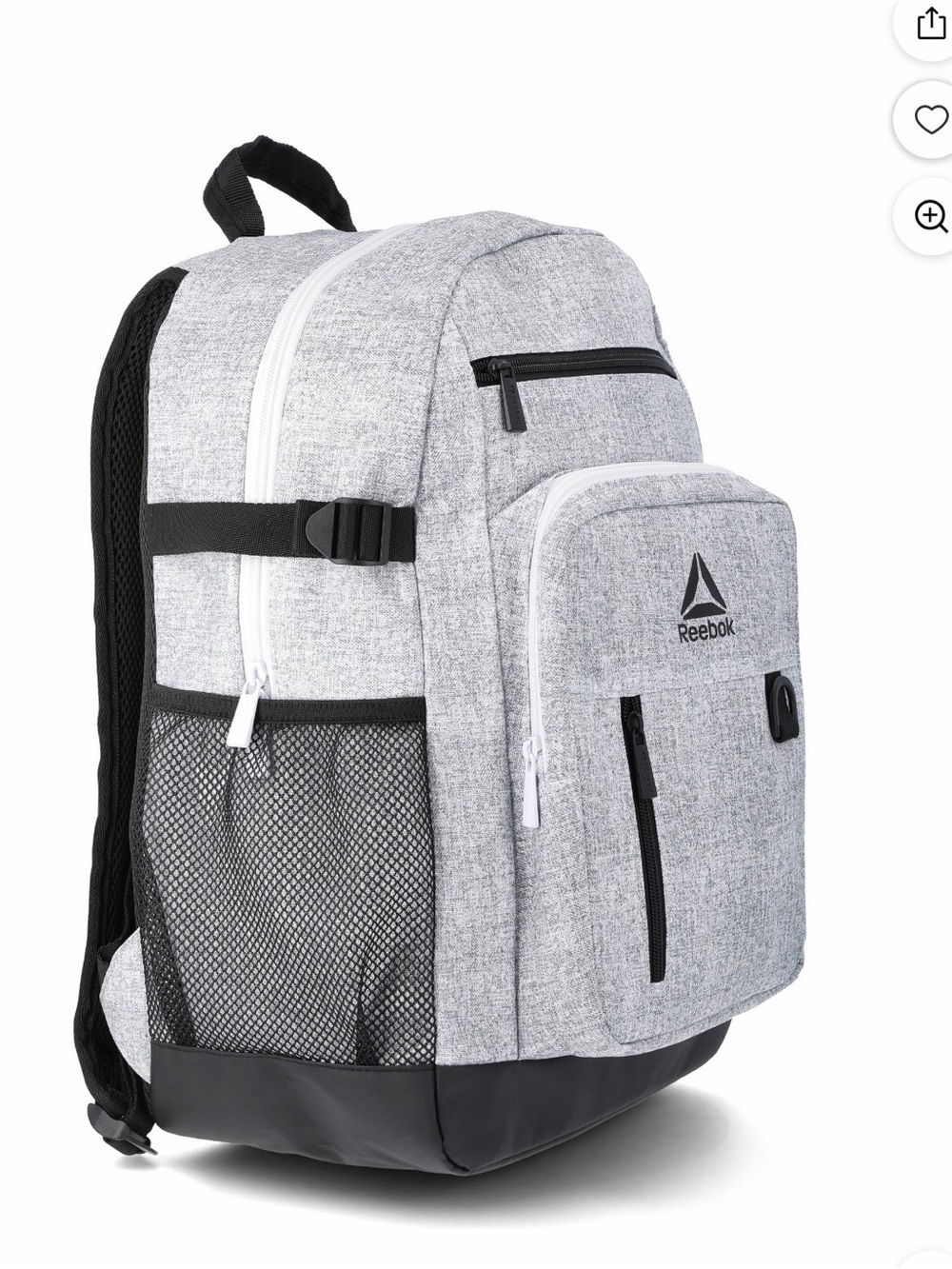 Brand new with tags
Reebok Light Gray Heather Backpack with Black Accents